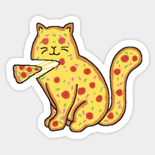 Pizza cat with a delicious slice Sticker